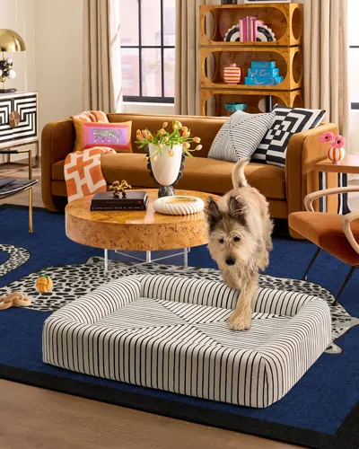 Ruggable Inkdrop Ivory Woven Bolster Pet Bed By Jonathan Adler In White