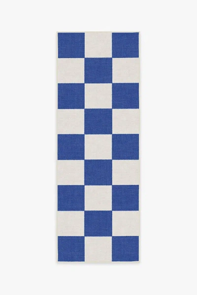 Ruggable Jaque Checkered Blue Outdoor Rug