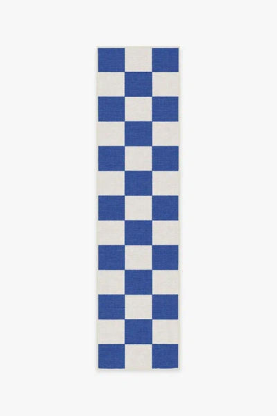 Ruggable Jaque Checkered Blue Outdoor Rug