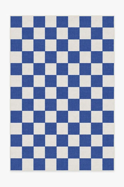 Ruggable Jaque Checkered Blue Outdoor Rug