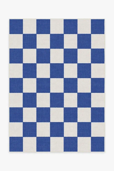 Ruggable Jaque Checkered Blue Outdoor Rug