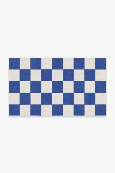 Ruggable Jaque Checkered Blue Outdoor Rug