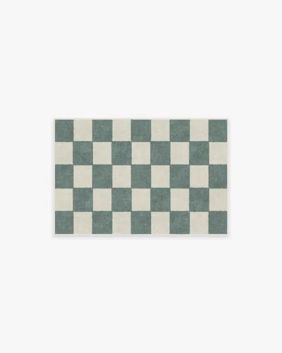 Ruggable Jaque Checkered Slate Green Flatwoven Rug