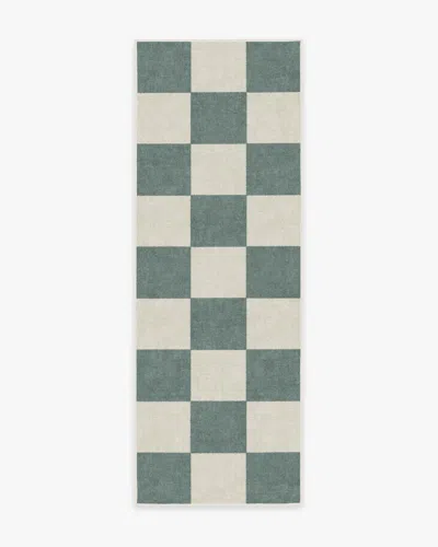 Ruggable Jaque Checkered Slate Green Flatwoven Rug