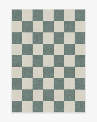 Ruggable Jaque Checkered Slate Green Flatwoven Rug