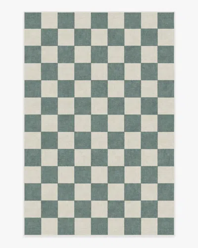 Ruggable Jaque Checkered Slate Green Flatwoven Rug