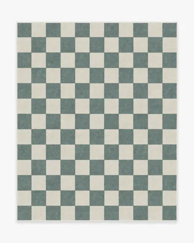 Ruggable Jaque Checkered Slate Green Flatwoven Rug