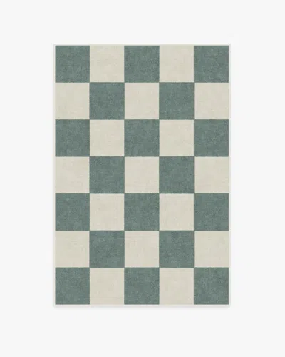 Ruggable Jaque Checkered Slate Green Flatwoven Rug