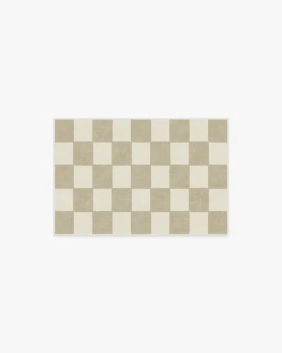 Ruggable Jaque Checkered Stone Flatwoven Rug In Brown