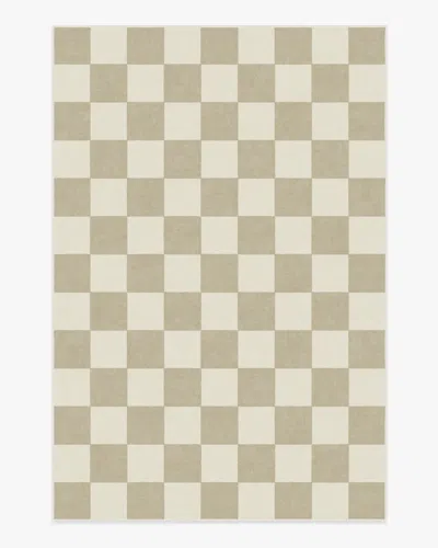 Ruggable Jaque Checkered Stone Flatwoven Rug In Brown