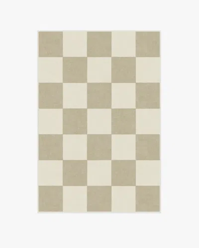 Ruggable Jaque Checkered Stone Flatwoven Rug In Brown