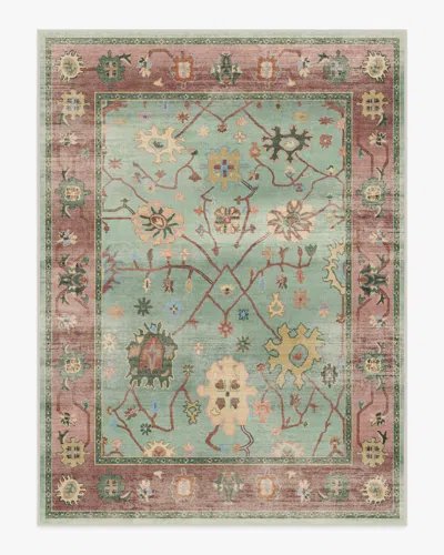 Ruggable Jemima Sage And Rosewood Flatwoven Rug In Green