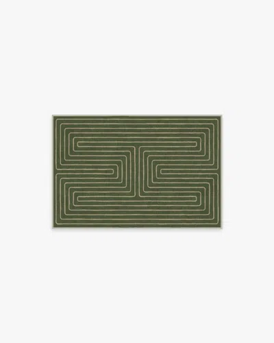 Ruggable Labyrinth Fern Green Flatwoven Rug By Jonathan Adler In Black