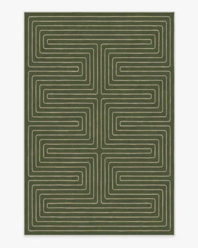 Ruggable Labyrinth Fern Green Flatwoven Rug By Jonathan Adler In Blue