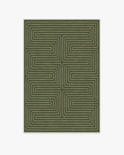Ruggable Labyrinth Fern Green Flatwoven Rug By Jonathan Adler In Black