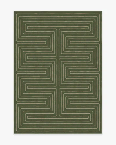 Ruggable Labyrinth Fern Green Flatwoven Rug By Jonathan Adler In Animal Print