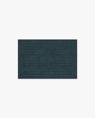 Ruggable Labyrinth Navy & Teal Flatwoven Rug By Jonathan Adler In Blue