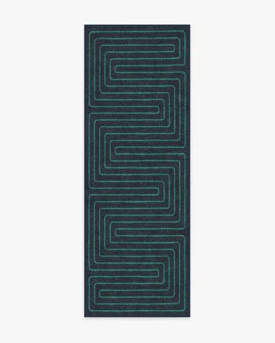 Ruggable Labyrinth Navy & Teal Flatwoven Rug By Jonathan Adler In Blue