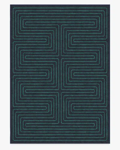 Ruggable Labyrinth Navy & Teal Flatwoven Rug By Jonathan Adler In Blue