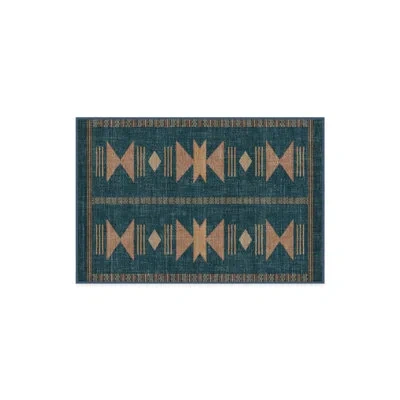 Ruggable Lark Blue & Rose Washable 2-piece Rug And Pad System