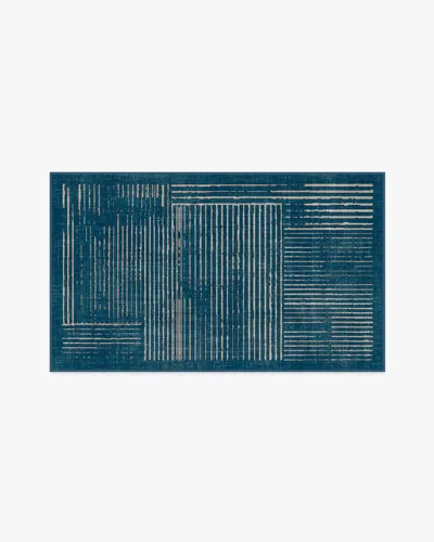 Ruggable Linear Oasis Blue Flatwoven Rug
