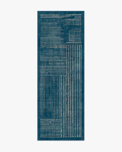 Ruggable Linear Oasis Blue Flatwoven Rug