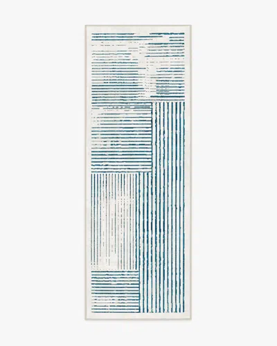 Ruggable Linear Oasis Ivory & Blue Flatwoven Rug In Multi