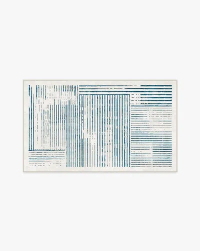 Ruggable Linear Oasis Ivory & Blue Flatwoven Rug