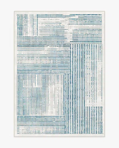Ruggable Linear Oasis Ivory & Blue Flatwoven Rug