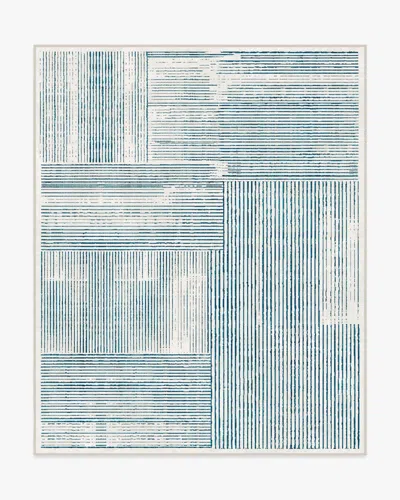 Ruggable Linear Oasis Ivory & Blue Flatwoven Rug