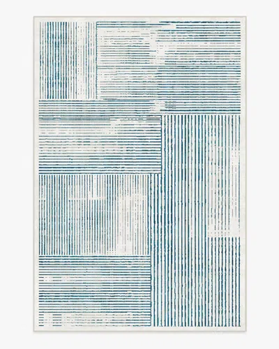 Ruggable Linear Oasis Ivory & Blue Flatwoven Rug