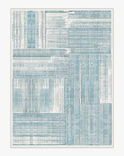 Ruggable Linear Oasis Ivory & Blue Flatwoven Rug