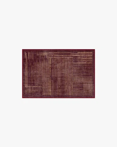 Ruggable Linear Oasis Rust Red Flatwoven Rug In Multi