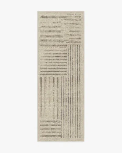 Ruggable Linear Oasis Stone Grey Flatwoven Rug In Brown