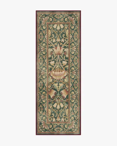 Ruggable Lodden Soft Evergreen & Gold Flatwoven Rug By Morris & Co. In Multi
