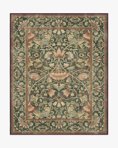 Ruggable Lodden Soft Evergreen & Gold Flatwoven Rug By Morris & Co. In Multi