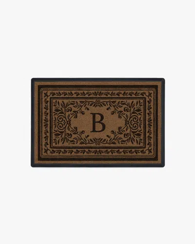 Ruggable Manor Monogram Washable Doormat In Brown