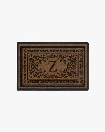 Ruggable Manor Monogram Washable Doormat In Brown
