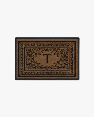 Ruggable Manor Monogram Washable Doormat In Brown