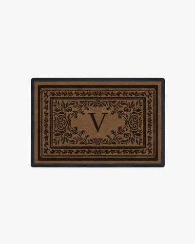 Ruggable Manor Monogram Washable Doormat In Brown