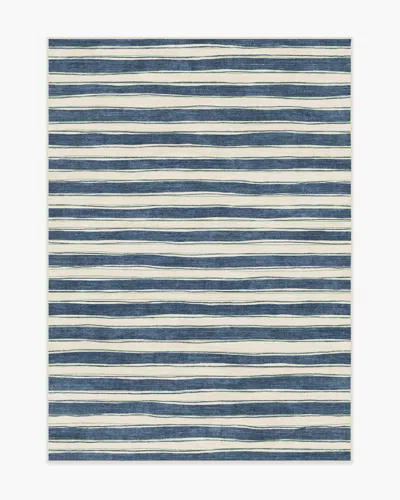 Ruggable Marin Slate Blue & Neutral Flatwoven Rug In Black