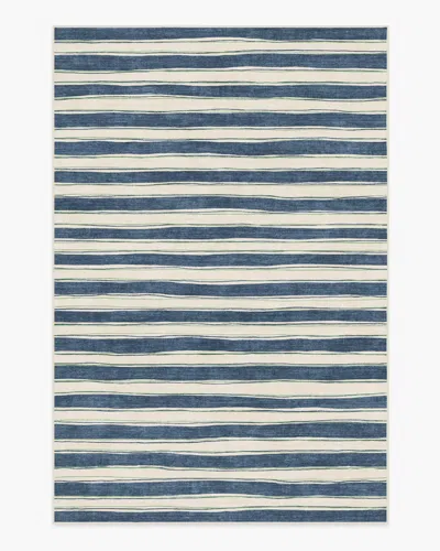 Ruggable Marin Slate Blue & Neutral Flatwoven Rug In Black