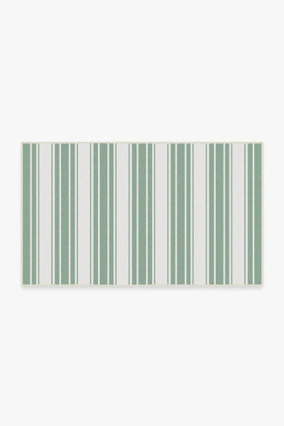 Ruggable Marina Stripe Sage Green Outdoor Rug In Multi