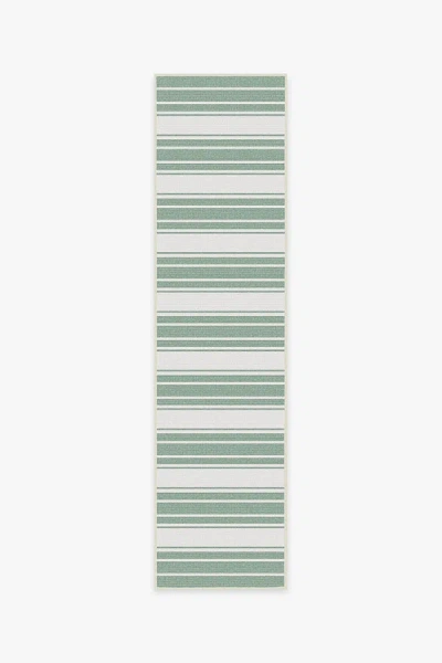 Ruggable Marina Stripe Sage Green Outdoor Rug In Multi