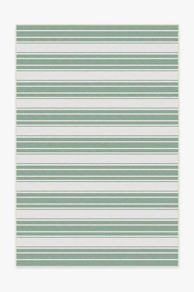 Ruggable Marina Stripe Sage Green Outdoor Rug In Multi