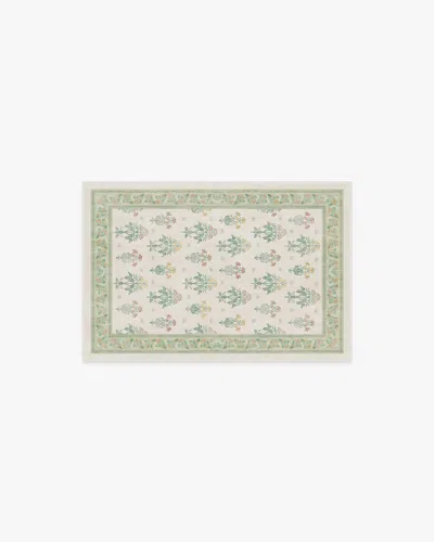 Ruggable Meadow Sweet Ivory & Green Flatwoven Rug By Morris & Co. In Multi