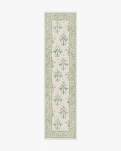 Ruggable Meadow Sweet Ivory & Green Flatwoven Rug By Morris & Co. In Multi