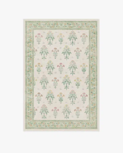 Ruggable Meadow Sweet Ivory & Green Flatwoven Rug By Morris & Co.