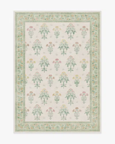 Ruggable Meadow Sweet Ivory & Green Flatwoven Rug By Morris & Co.