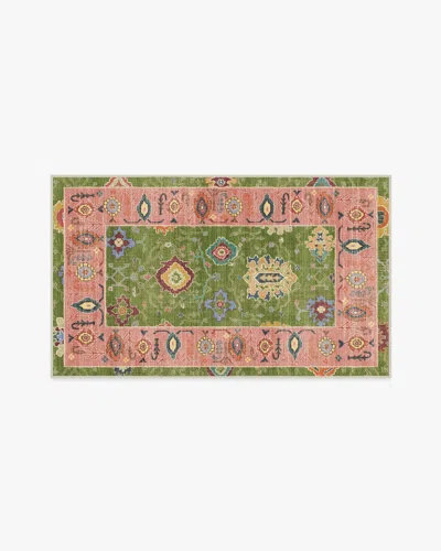 Ruggable Mehr Green & Soft Pink Outdoor Rug In Multi